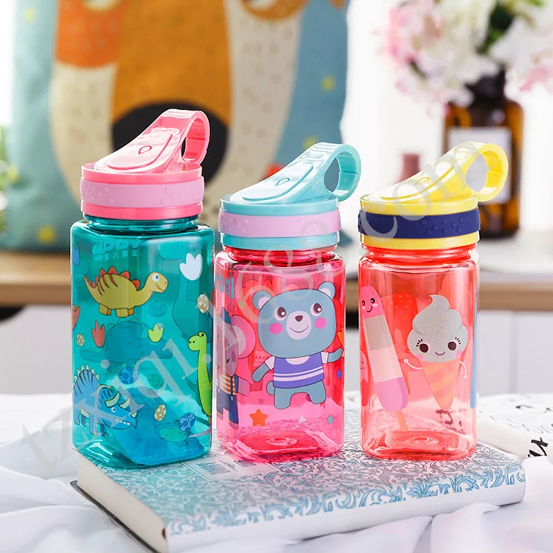 

400ML Plastic Drink Cup Children's Feeding Cup Portable Kid water bottle Learn Drinking Sippy Cup with Rope Milk Bottle BPA Free