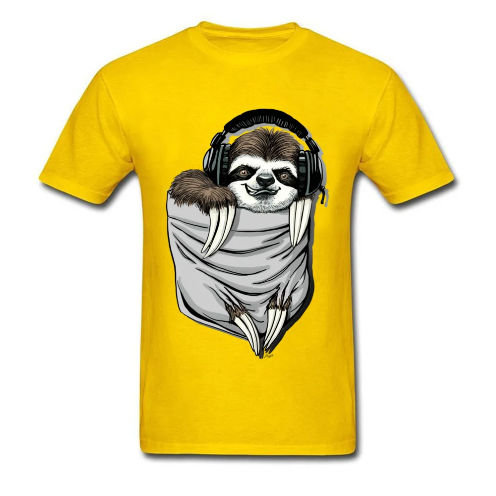 Sloth in My Pocket Men T-shirts 2018 Discount Geek Tops Shirt Cotton Crewneck Short Sleeve Summer Sweatshirts Thanksgiving Day Sloth in My Pocket yellow