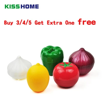 

Cute Kitchen Vegetable Fruits Crisper Food Containers Onion Lemon Tomatoes Green Pepper Shaped Plastic Fresh Storage Box Case
