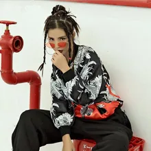 DARSJUCBD Новинка года хип хоп Женская куртка пальто Летучая мышь рукавами с принтом курточка бомбер верхняя одежда пальто для будущих мам уличная