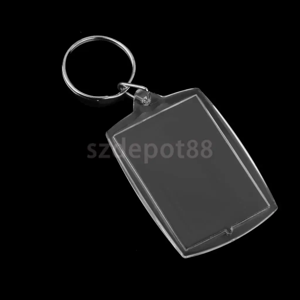 

10pcs Rectangle Blank Insert Photo Picture Frame Split Ring Keychain 4*5.6CM