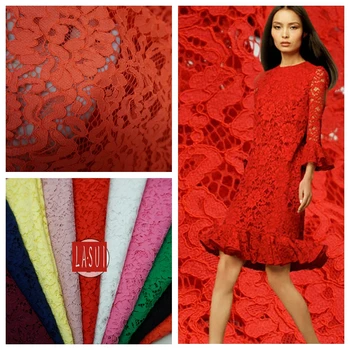 

LASUI 1.45M*1.5M =1piece 11 colors High-quality Eyelashes lace fabric flowers graceful Car bone lace fabrics Fashion skirt C0105