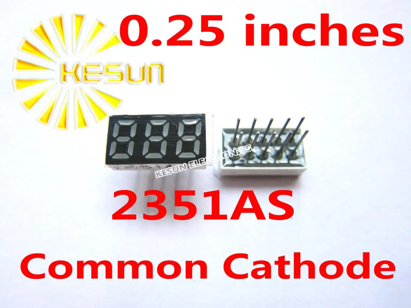 

10PCS x 0.25 inches Red Common Cathode/Anode 3 Digital Tube 2351AS 2351BS LED Display Module Light Beads