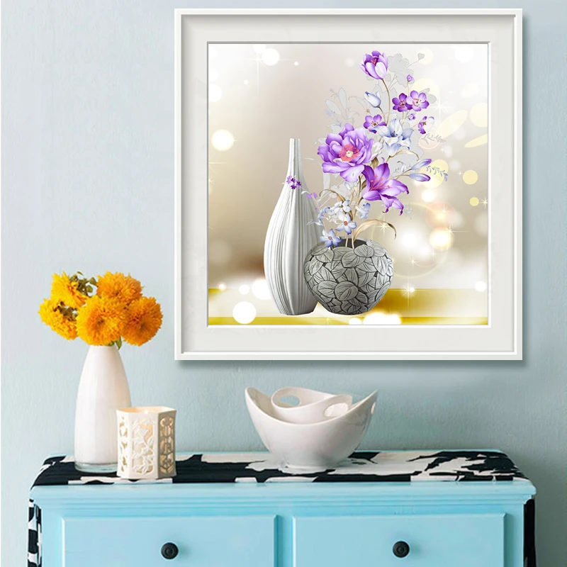 Needlework Chinese DIY printed Cross stitch Sets Embroidery kit Fashion art vase flowers Cross-Stitch kits Home wall decor cross stitch kit