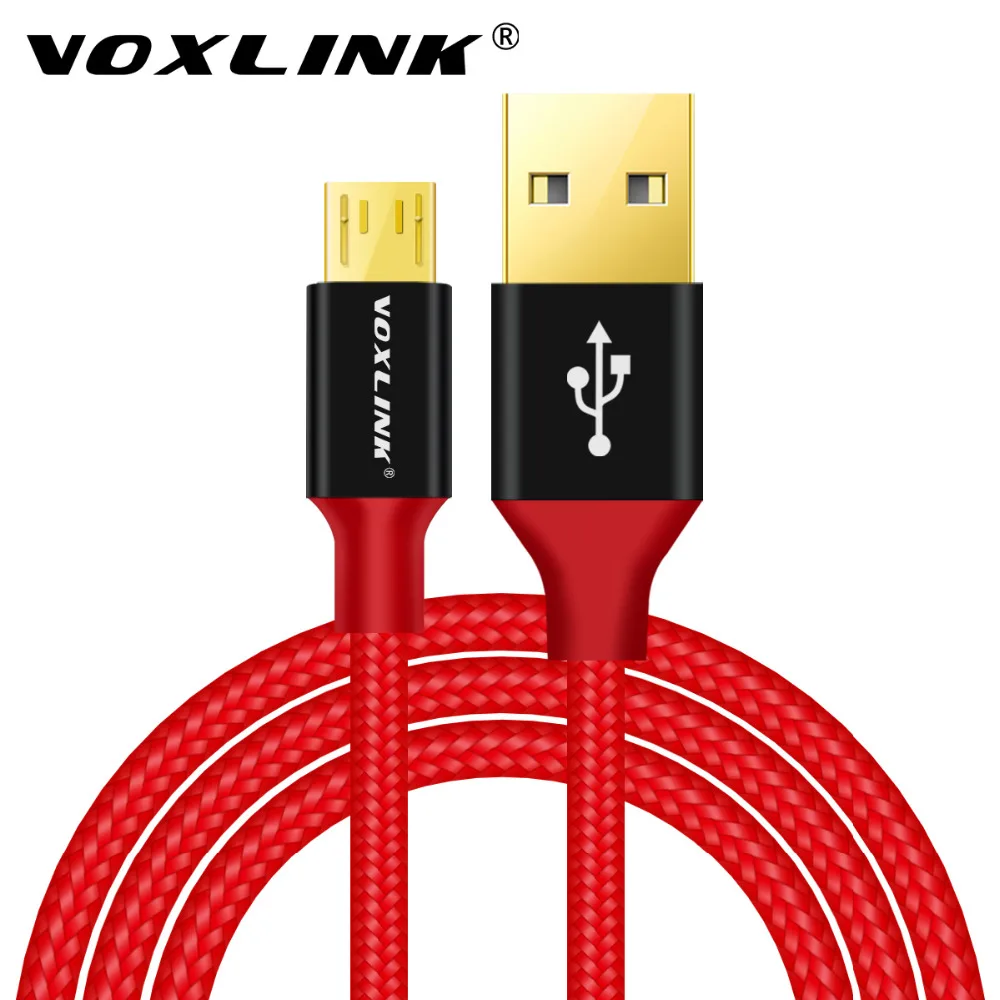 Voxlink 2.4A مايكرو usb كابل النايلون سريع شحن الهاتف المحمول usb مزامنة بيانات شاحن كابل ل سامسونج htc هواوي xiaomi الحبل