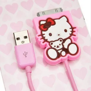 Sweet Pink Hello Kitty estilo de datos USB Cable cargador