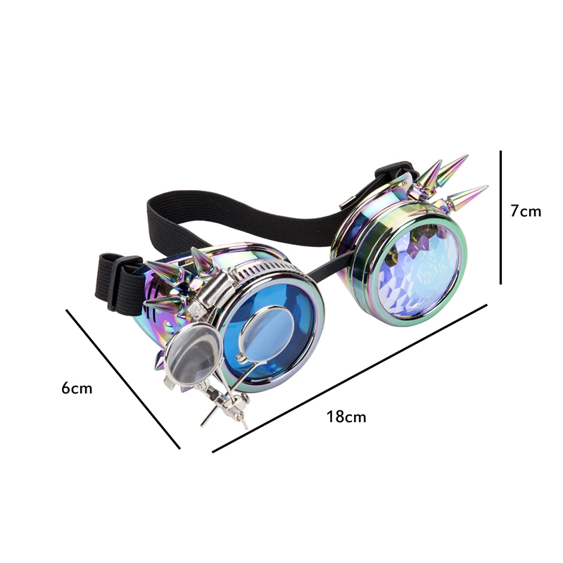FLORATA панк готические очки разные линзы Радуга EDM очки унисекс заклепки стимпанк очки Косплей винтажные готические очки