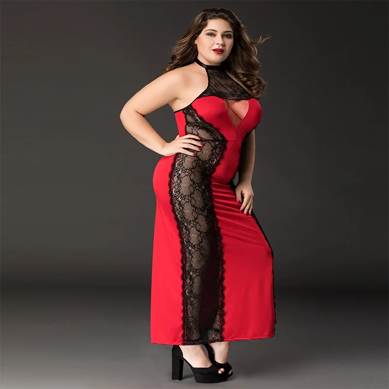 

Plus Size Adult Women Mermaid Cosplay Costume Women Sexy Lingerie Hot Erotic Sleeveless Nightgown Red Long Evening Dress P71152