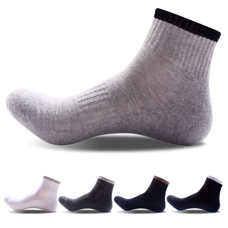 

5 pairs cotton men sock black white solid socks sweat-absorbent sokken with towel bottom solid all-match sox calcetines hombr