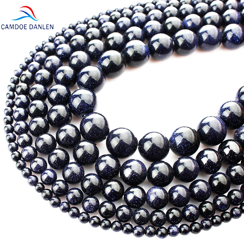 

Natural Stone Blue Sandstone Round Beads Size 4 6 8 10 12mm Diy Handicraft Material Charms bracelet Beads For Jewelry Making
