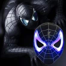 2 Colors 2018 New Spiderman Toys Cartoon Superman Mask LED Lighting Spiderman Mask Action Figure Toy Cospaly Toys Birthday Gifts