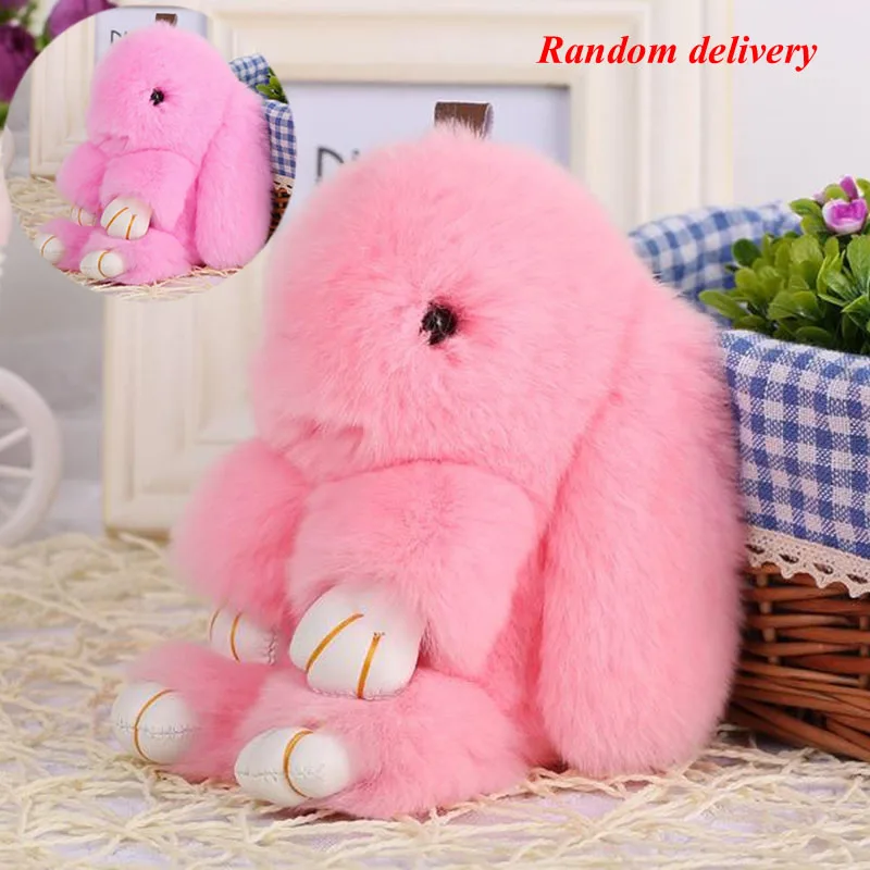 

Loverly Bunny Rex Rabbit Fur Keychain Pom Doll Ball Key Chain Ring Pendant For Bag Handbag giftt15