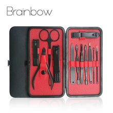 Brainbow 12в1 маникюрный набор инструментов для ногтей, набор для лица, пилочка для ногтей, кутикулы, толкатель, ножницы для макияжа, машинка для стрижки ногтей, педикюрные наборы