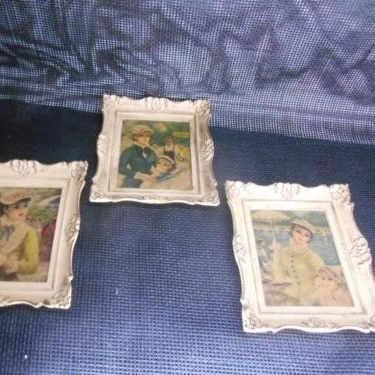 Old Vtg 1950s Illinois Mldg. Co. WINDSOR MODE PICTURES Wall Hangings Decor Set 3