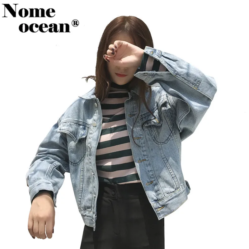 

Vintage Design Jean Jackets of Girls Single Breasted Button-up Women Coats Bat Wing Sleeve Boyfriend Denim Jacket M17101610