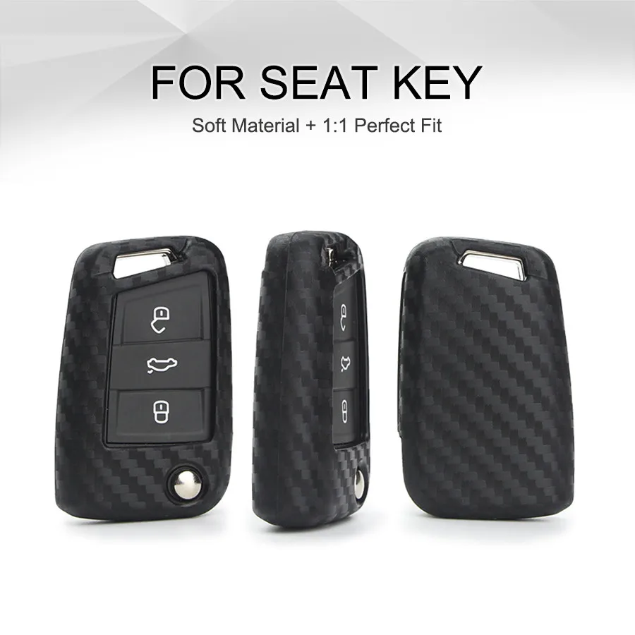 KUKAKEY Car Key Case Cover For SEAT Leon CUPTRA Carbon Fiber Car