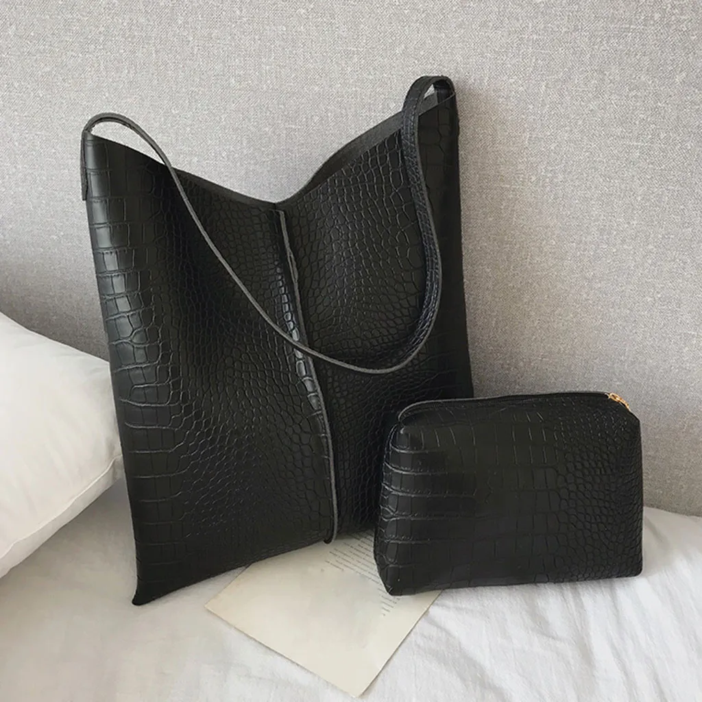 MOLAVE сумки модные женские сумки новая мода кожа сплошной цвет крокодиловый узор универсальная сумка на плечо+ кошелек пакеты 9329