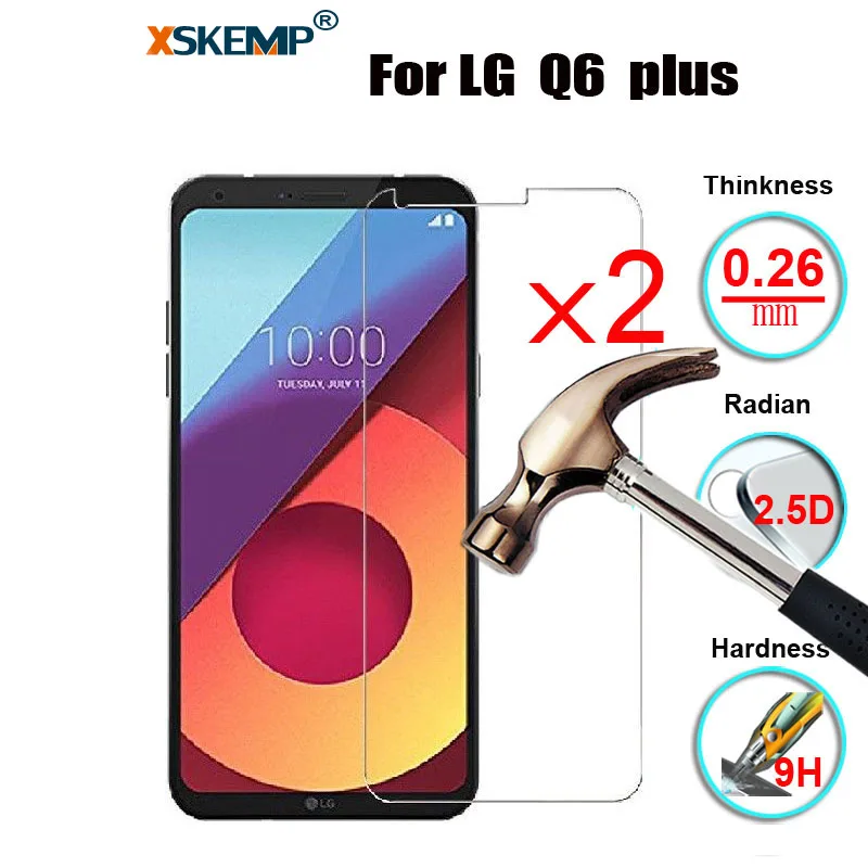 XSKEMP 2 шт./лот 9H Настоящее Закаленное стекло для LG Q6 Plus противоударное