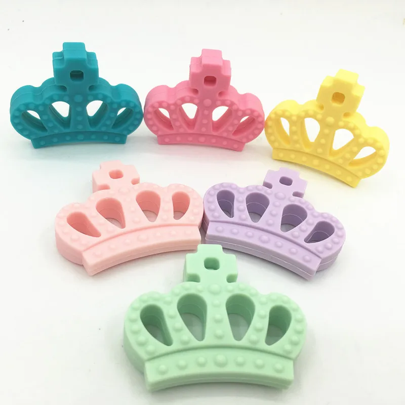

Silicone Crown Pacifier Clip teether- Silicone baby teeth pendant toys - Princess Crown Bead teether-Teething Toy Leash for girl