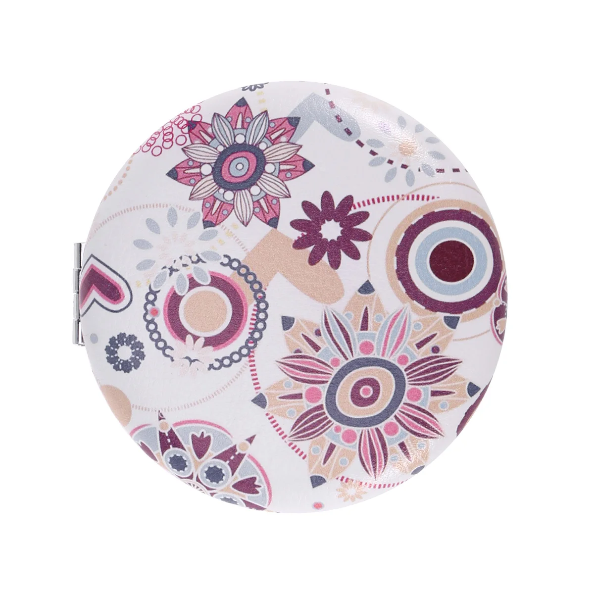 

Pocket Mirror Round PU Printing Cover Portable Double Sided Folding PU Printing Cover for Ladies Girls Women