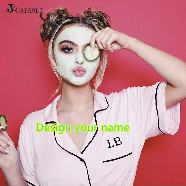 

JRMISSLI Personalized Cotton Bride Robe women custom wedding date Party bridesmaid best gift bridal pink shower pajamas sets