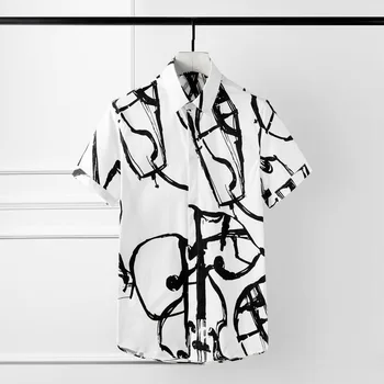 

100% Cotton Summer Mens Shirts Luxury Digital Printing Short Sleeve Mens Dress Shirts Plus Size 4xl Slim Fit Casual Shirts Man