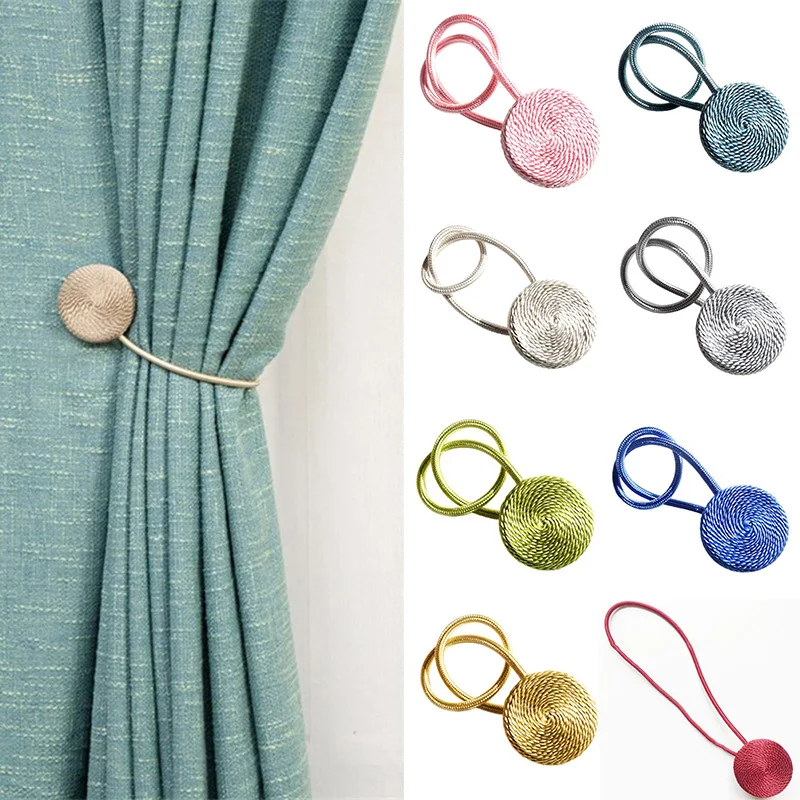 

1*Curtain Buckle Clip Magnetic Curtain Tiebacks Tie Backs Braided Round Curtain Buckles Holder 45cm Gold/Green/Beige/Blue/Brown/