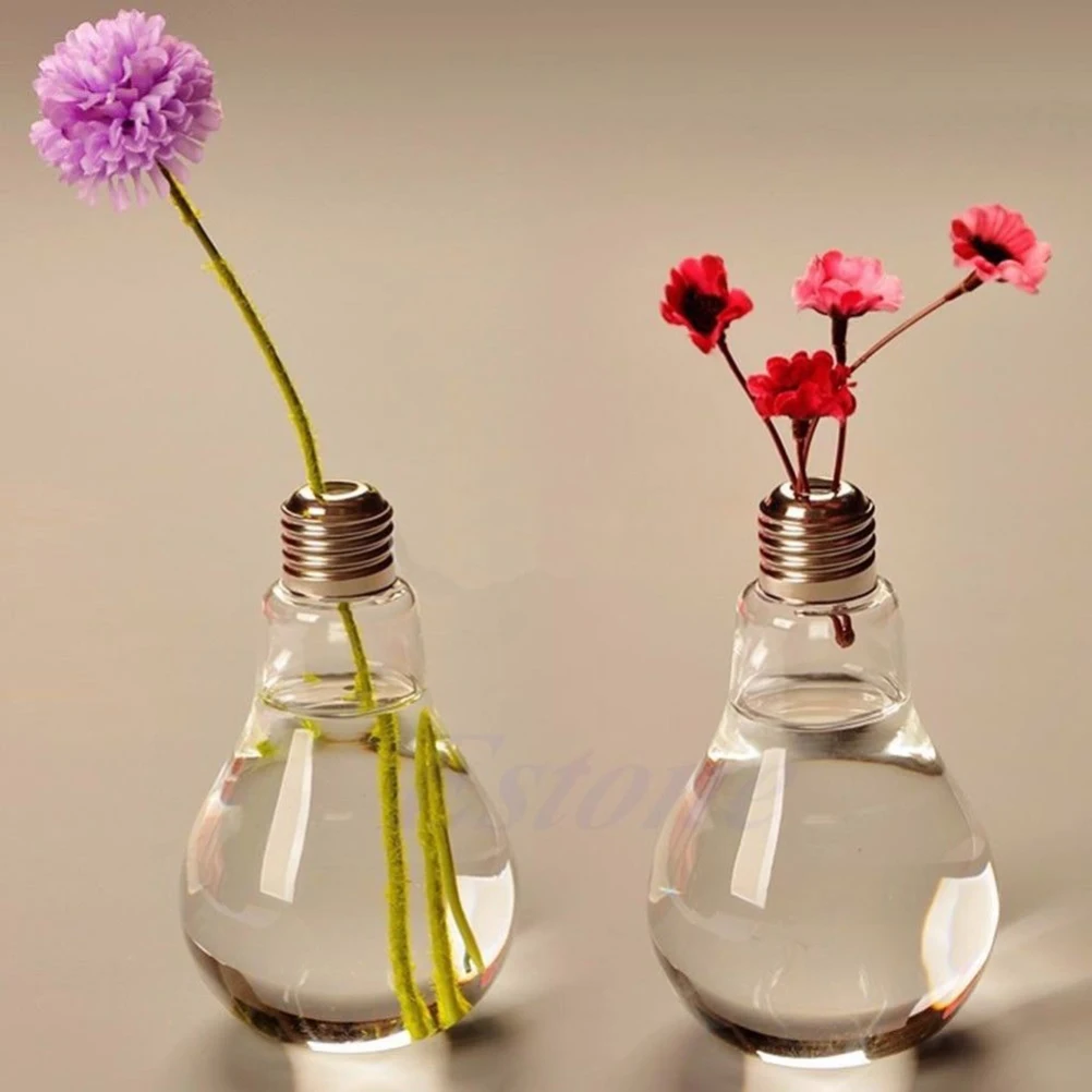 

Glass Bulb Lamp Shape Flower Water Plant Hanging Vase Hydroponic Container Pot Home Office Wedding Decor Drop shipping