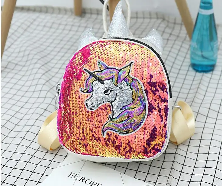 2019 moda lantejoulas mochila menina nova mini