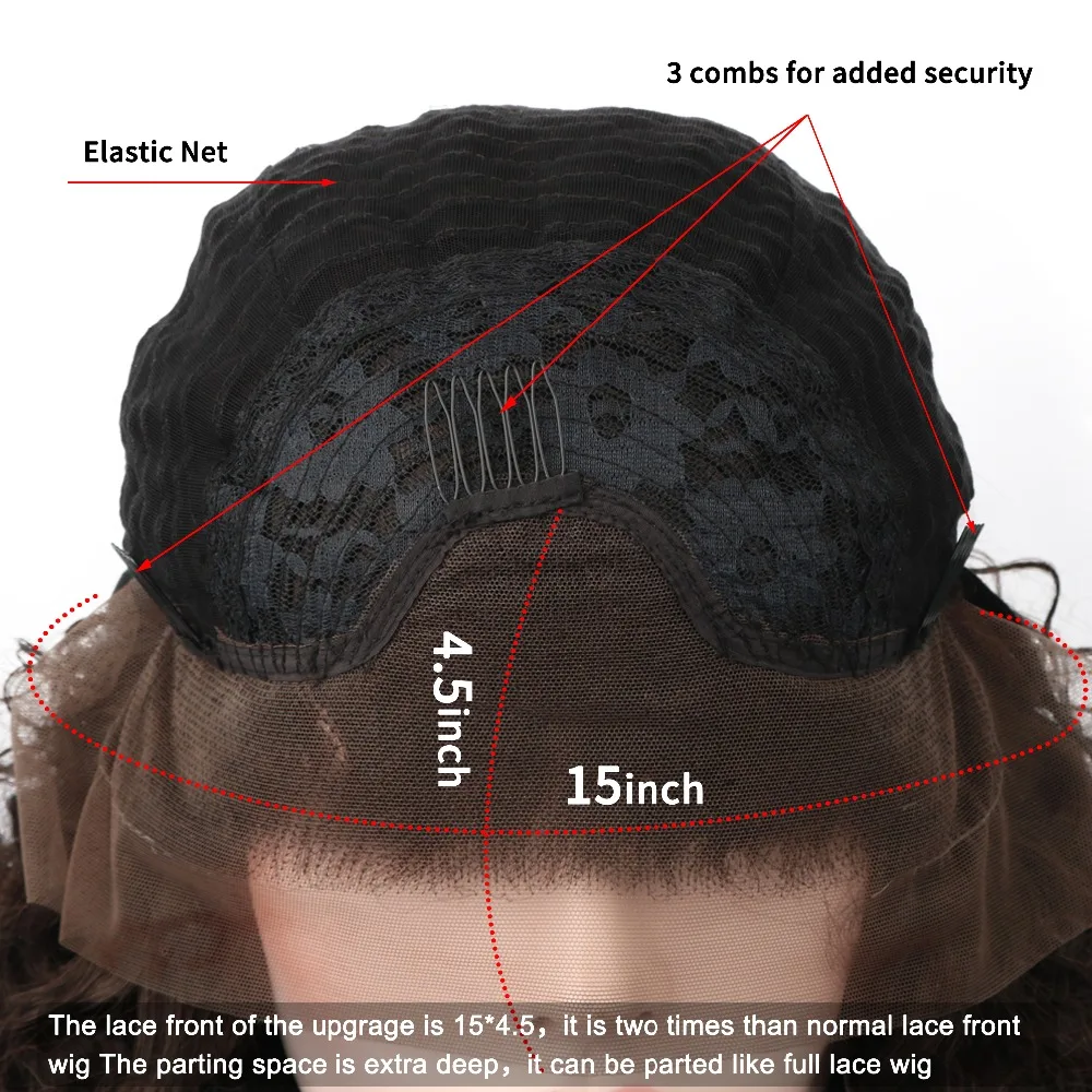 Длинные вьющиеся синтетический спереди парик коричневый афро волосы парики 24 ''Африканский парики для черный Для женщин жаропрочных