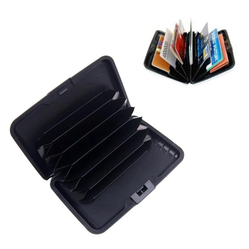 6 Position Aluminum RFID Blocking Credit Card Holder Wallet Hard Case Anti Scan