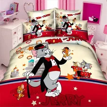 Accueil textile, populaire tom jerry garçons jumeaux/taille unique ensemble de literie de 2/3 pcs housse de couette drap de lit taie d’oreiller linge de lit ensemble