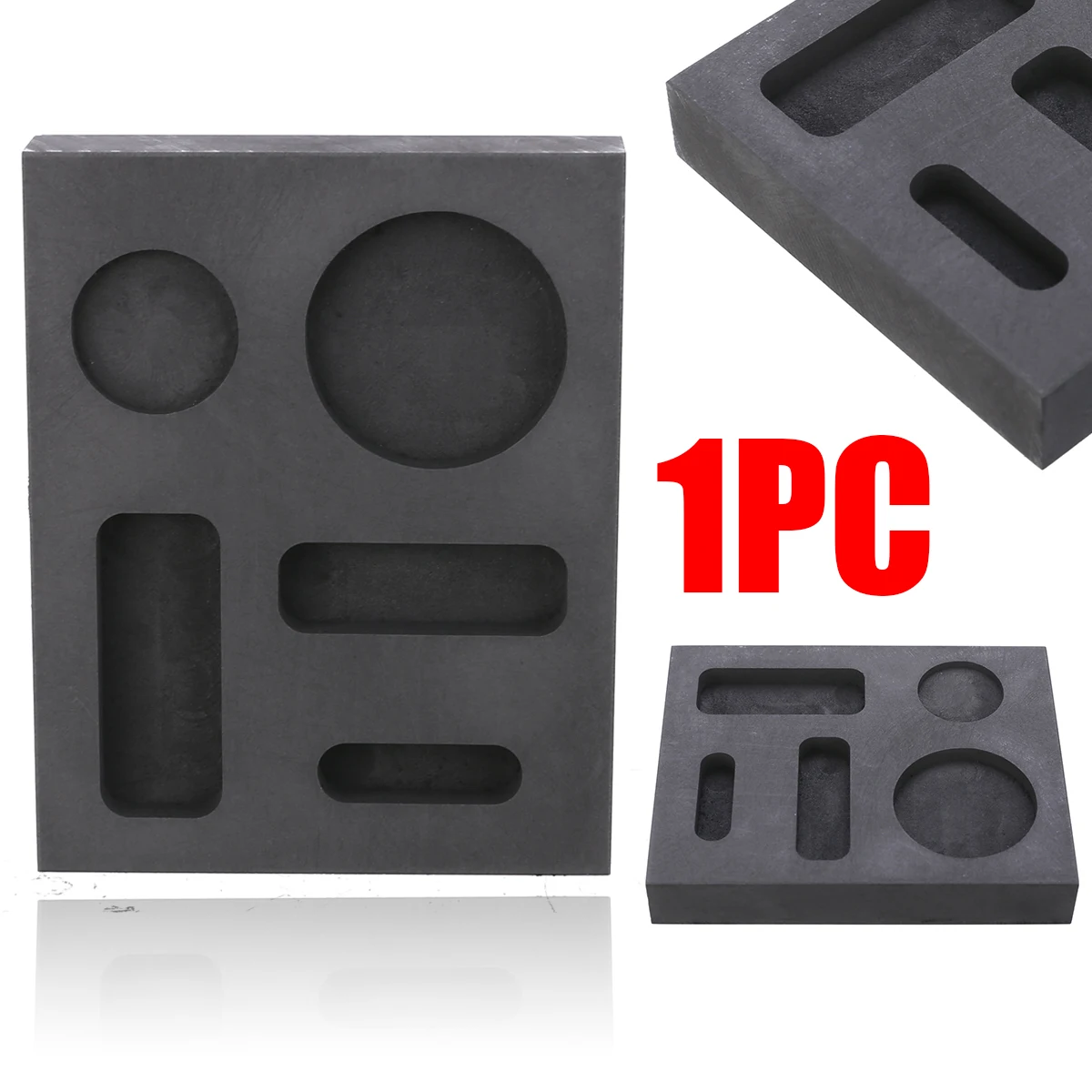1pc Black Graphite Casting Ingot Bar Melting Mold Five Holes Ingot Casting Refining Scrap for Casting Metal Copper Silver Gold
