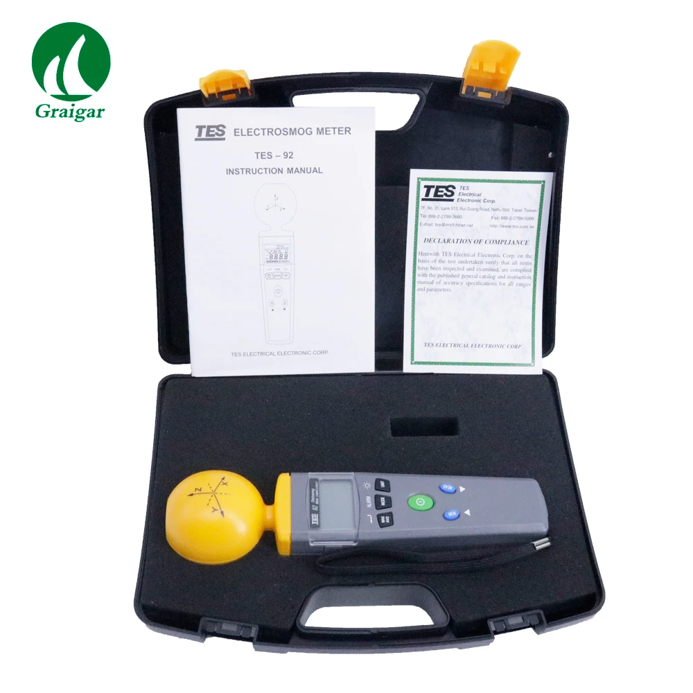 

TES-92 EMF ElectroSmog Meter Triaxial Data Logger EMF Meter Frequency Range 50MHz to 3.5 GHz