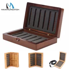 Maximumcatch Высококачественная коробка для ловли нахлыстом из натурального дерева с прорезью из пенопласта, крючки для хранения, коробка для ловли нахлыстом