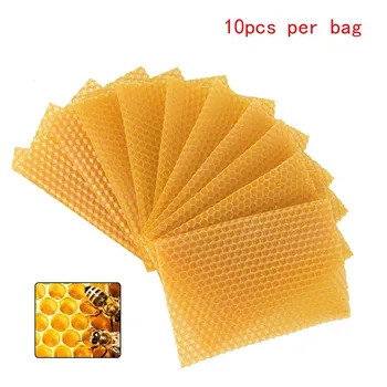 

10 pcs Beekeeping Tool Bee Beehive Nest 75% Wax Beeswax Tablets 13.3 x 9cm/5.24" x 3.54" Gold Bee Honeycomb Material