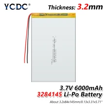 Литий-полимерный аккумулятор 3,7 V Вольт 1/2/4 шт. 3284145 3,7 v 6000mah li-po ion lipo аккумуляторные батареи для dvd gps навигации