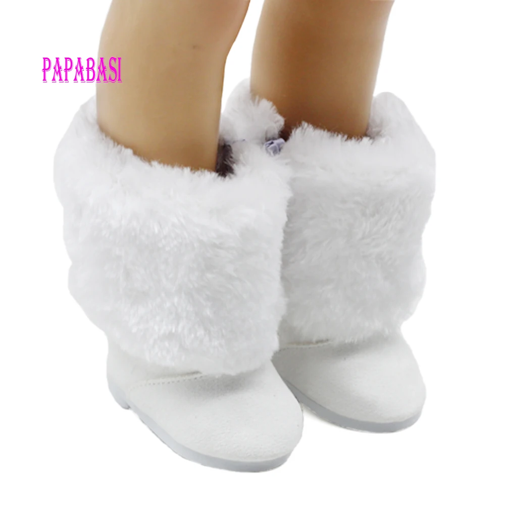 

Fashion Mini White Fur&cloth Boots For 18 Inch 45cm Girl Doll Shoes 43cm baby Doll Ornament Accessories