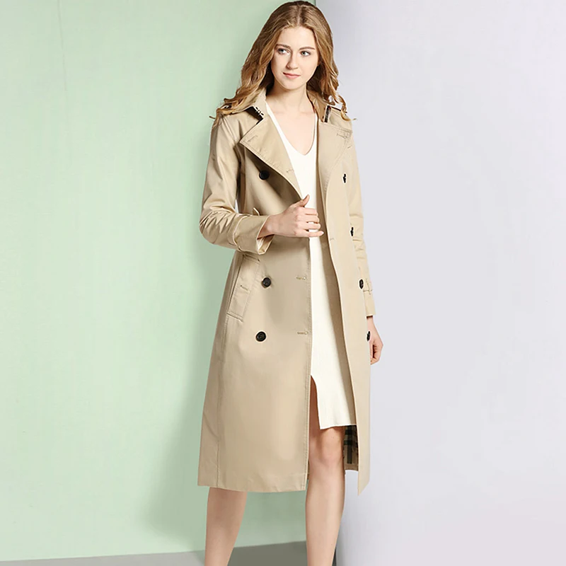 High Quality Trench Coat Women Windcoat Classical Design Dustcoat Solid