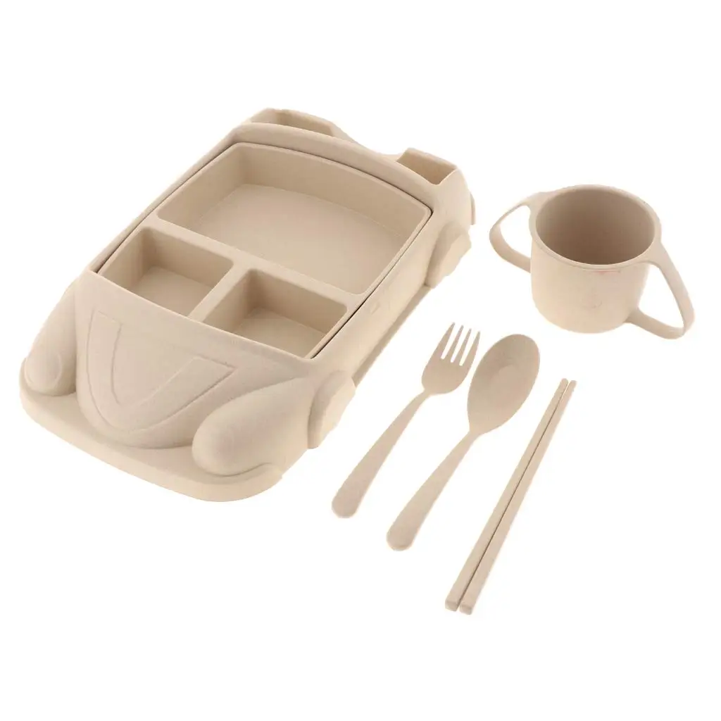 Чашка для кормления малыша чашки палочки для еды, ложки и вилки набор пшеничной соломы посуда разделенные еда миски детские для маленьких