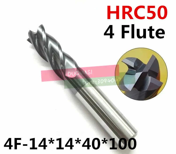 

4f-14*14*40*100,material Carbide Square Flatted End Mill four 4 flute 14mm coating nano use for High-speed milling machine