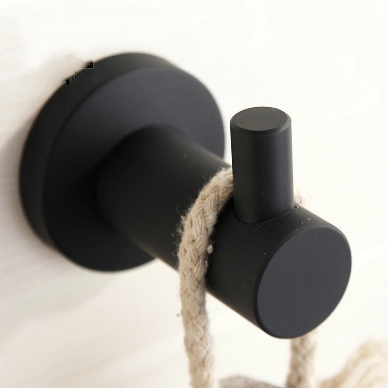 New Modern Rubber Paint Black Clothes Hook Towel Hook Simple 304 Stainless Steel Brushed Coat Hook