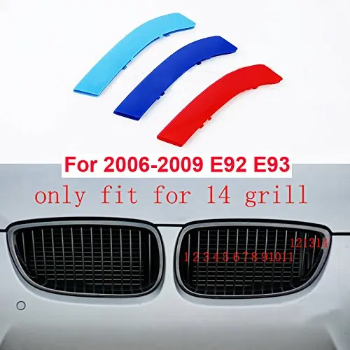 Для BMW E92 E93 2006 2007 2009 2008 14 решетки 3D спереди Гриль отделкой полосы решетка крышки наклейки стайлинга автомобилей Авто интимные аксессуары