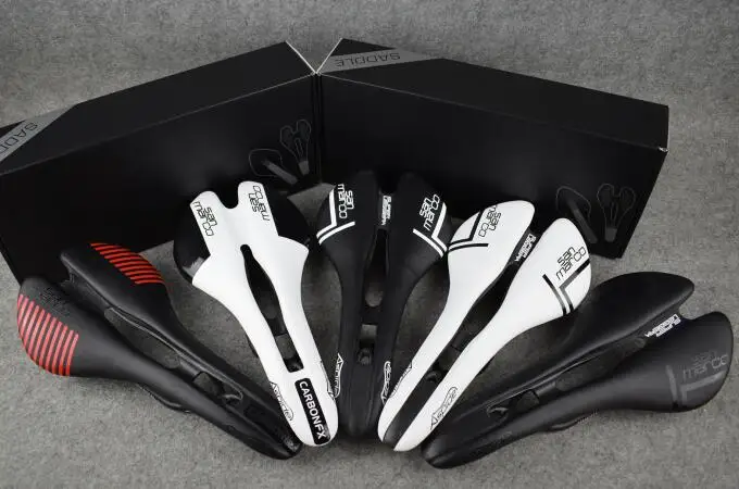

2018 new San Marco ASPIDE carbon road bike saddle black white Carbon Fiber Leather seats Oval Slingshot clamp 7*10mm hot sale