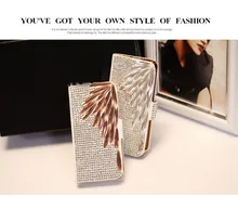 Bling Diamond Filp Wallet Leather Case For Iphone 7 6S Plus 5S 5C 4 Samsung Galaxy Note 5 4 3 2 S8 S7 S6 Edge Plus S5/4/3