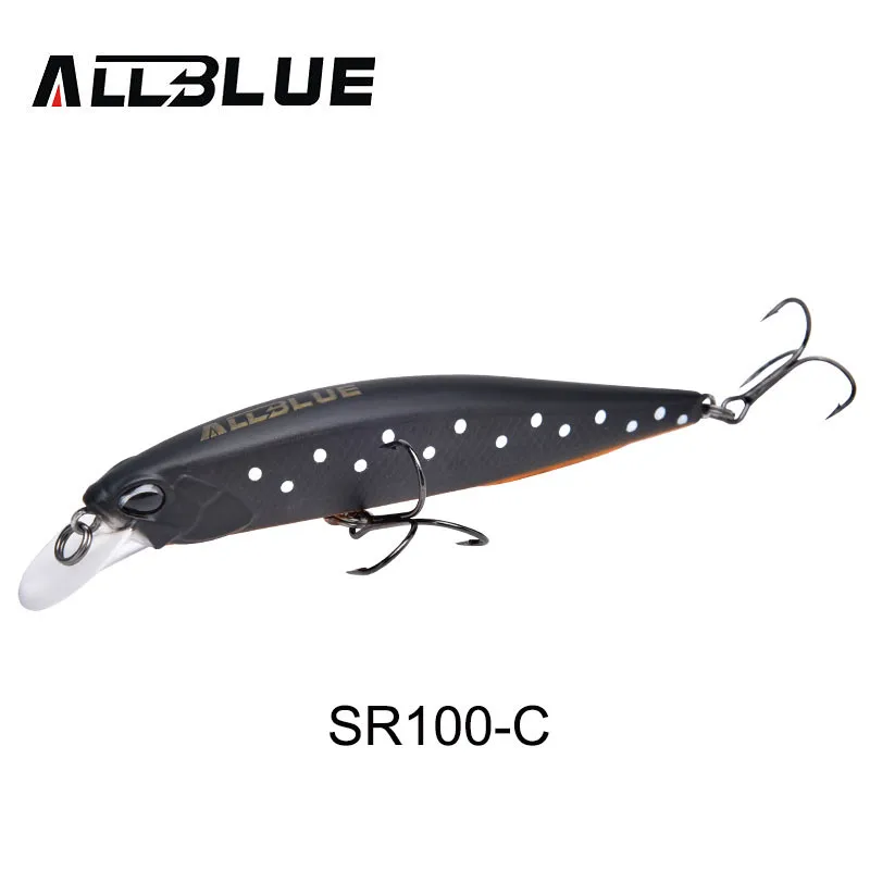 ALLBLUE, новинка, JERKBAIT 100SR, профессиональная рыболовная приманка, 100 мм, 14,1 г, плавающий воблер, гольян, 0,8-1,2 м, басовая приманка для щуки Крючки mustad - Цвет: Color C