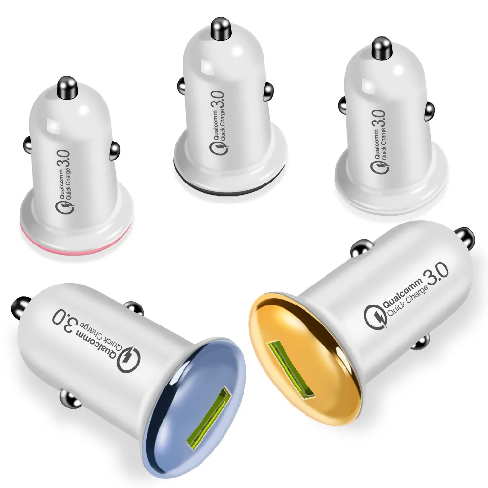 

QC3.0 Car Charger Colorful Mini Single USB Head QC 3.0 Fast Charge Car Charger Single Port Mini Car Charger