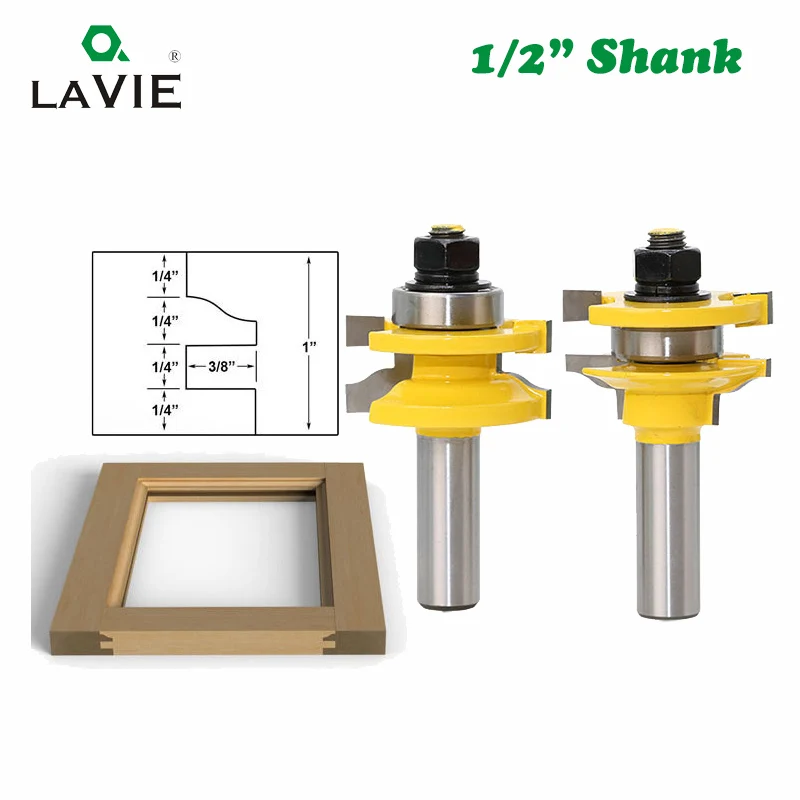 LA VIE 12 мм 1/" хвостовик 2 шт набор рельсовых и Stile фрезы совпадают 2 бит Ogee Tenon резак двери окна Деревообрабатывающие инструменты MC03132