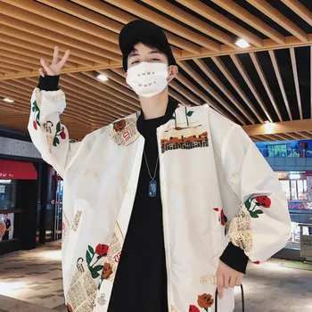 

2018 Autumn And Winter New Men's Youth Loose Fashion Wild Casual Long-sleeved Jacket Personality Temperament Cotton Polyester