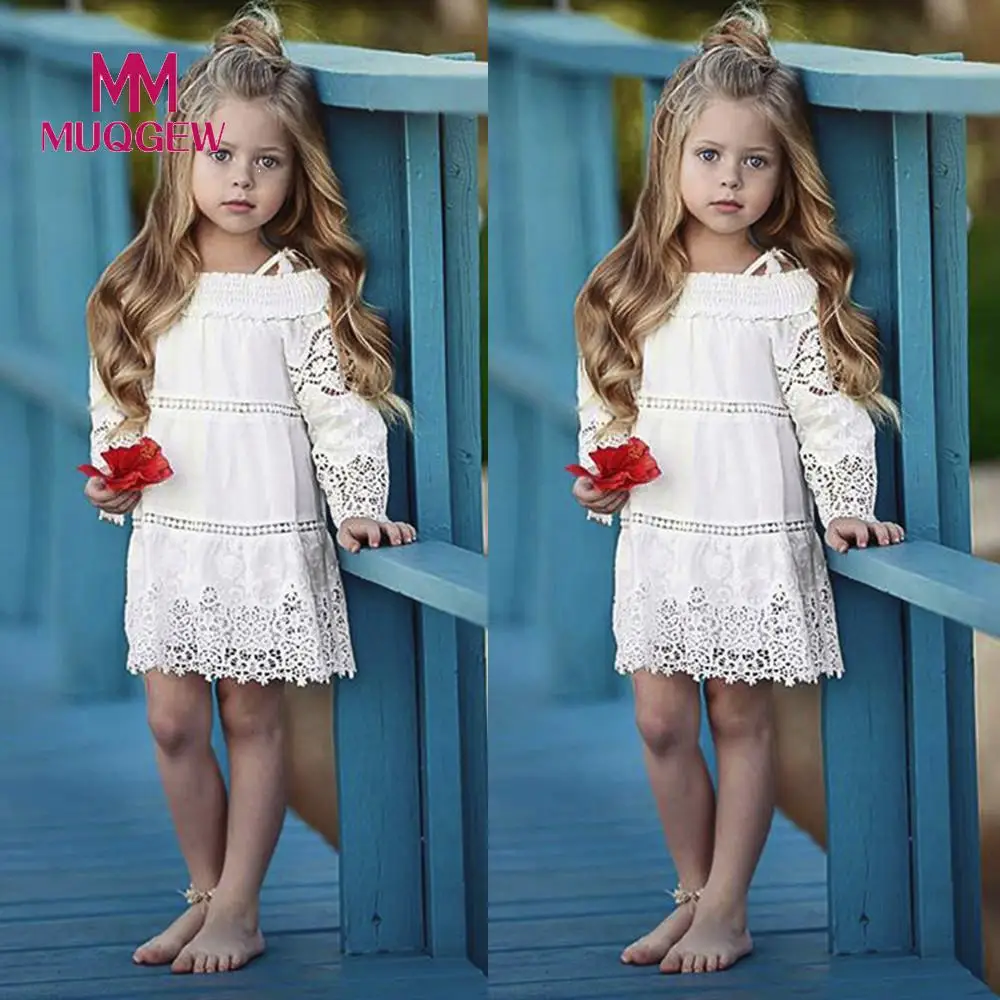 Baby Girls Infant Kids Lace Strap Floral Dress Clothes Princess Casual